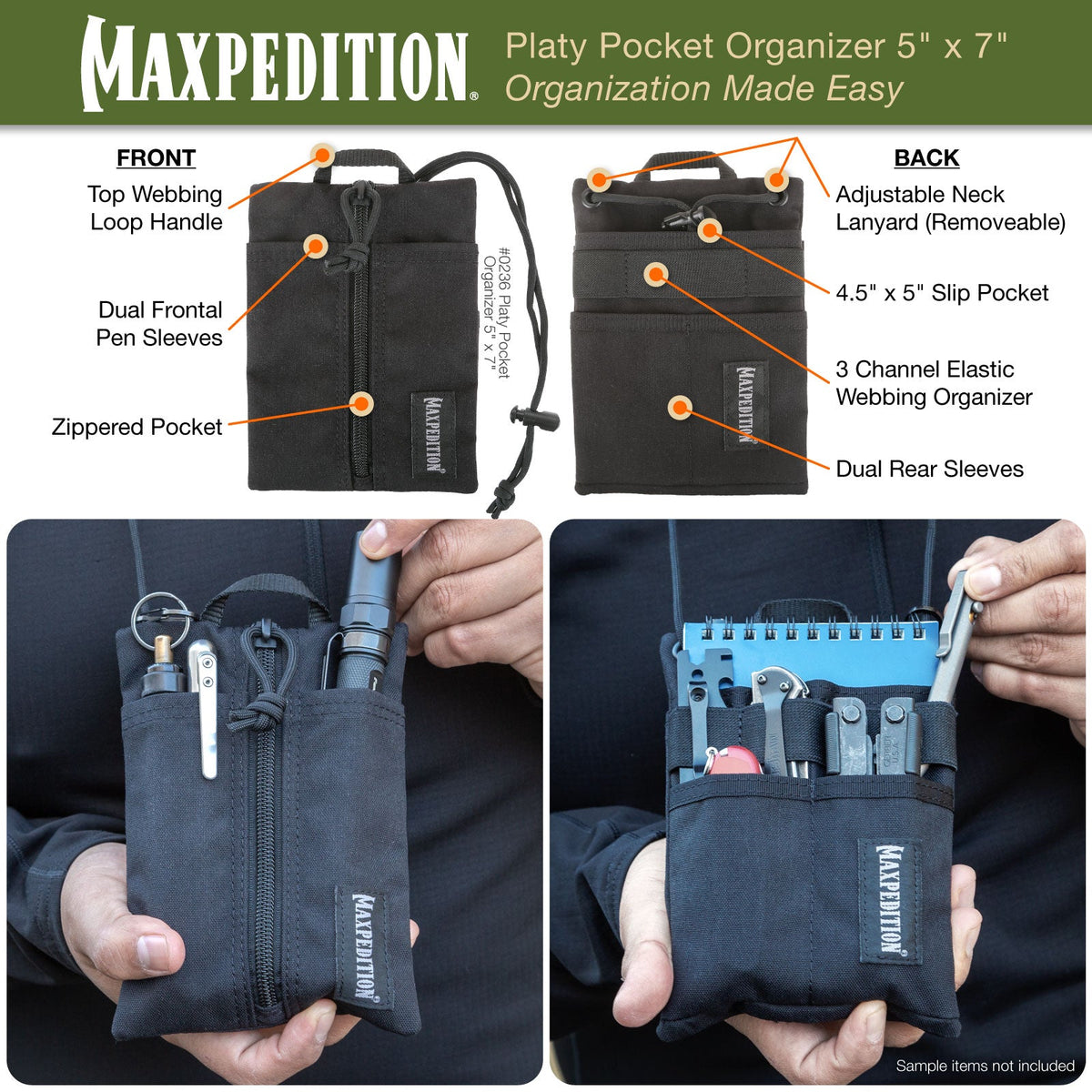 Maxpedition Platy Black Pocket Organiser 5" x 7"