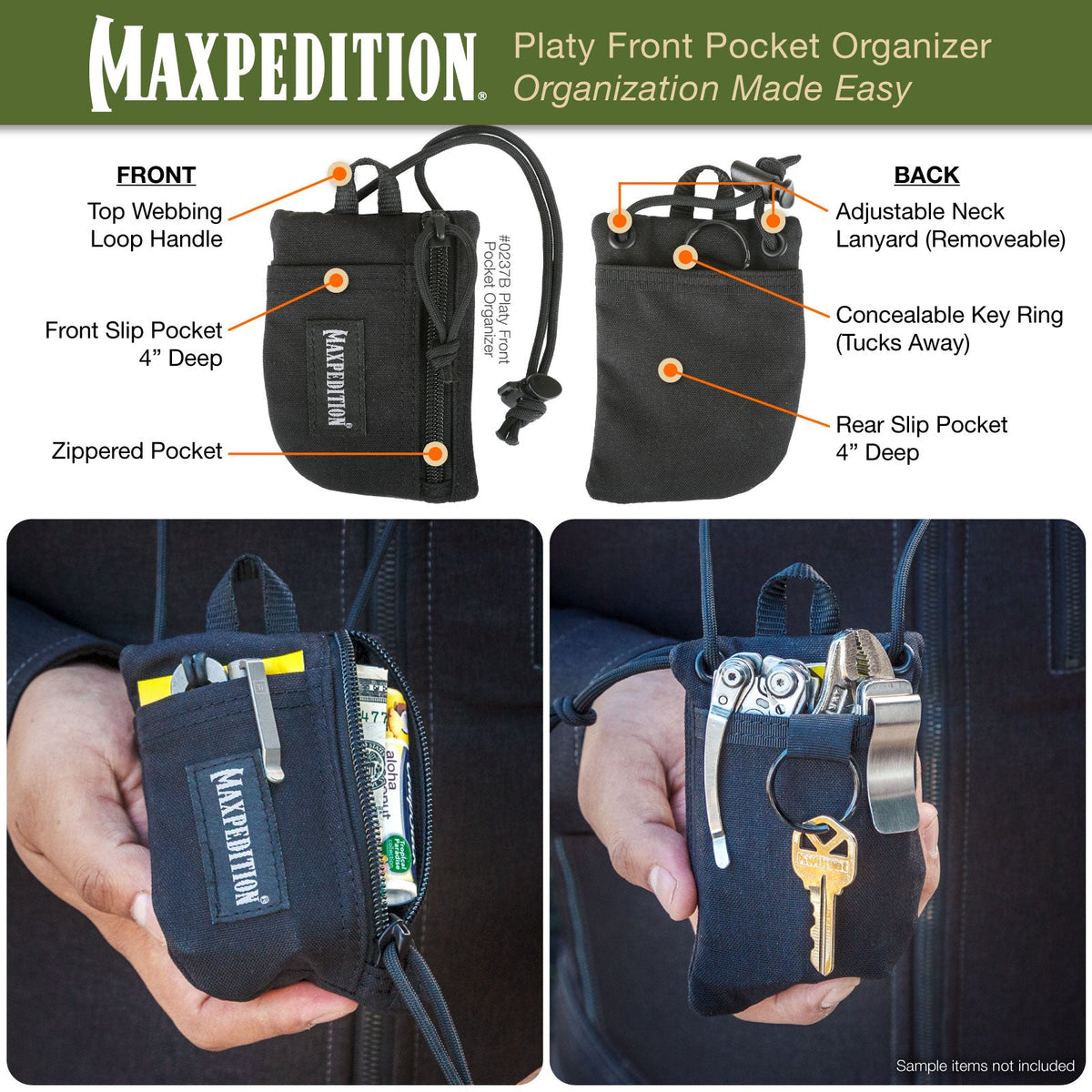 Maxpedition Platy Black Front Pocket Organiser