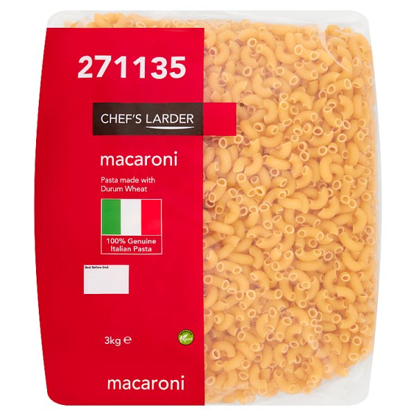 3kg Chef's Larder Macaroni - Bulk Food Ration Storage