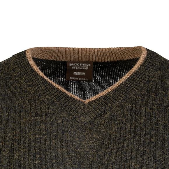 Jack Pyke Ashcombe 100% Lambswool V-Neck - Dark Olive