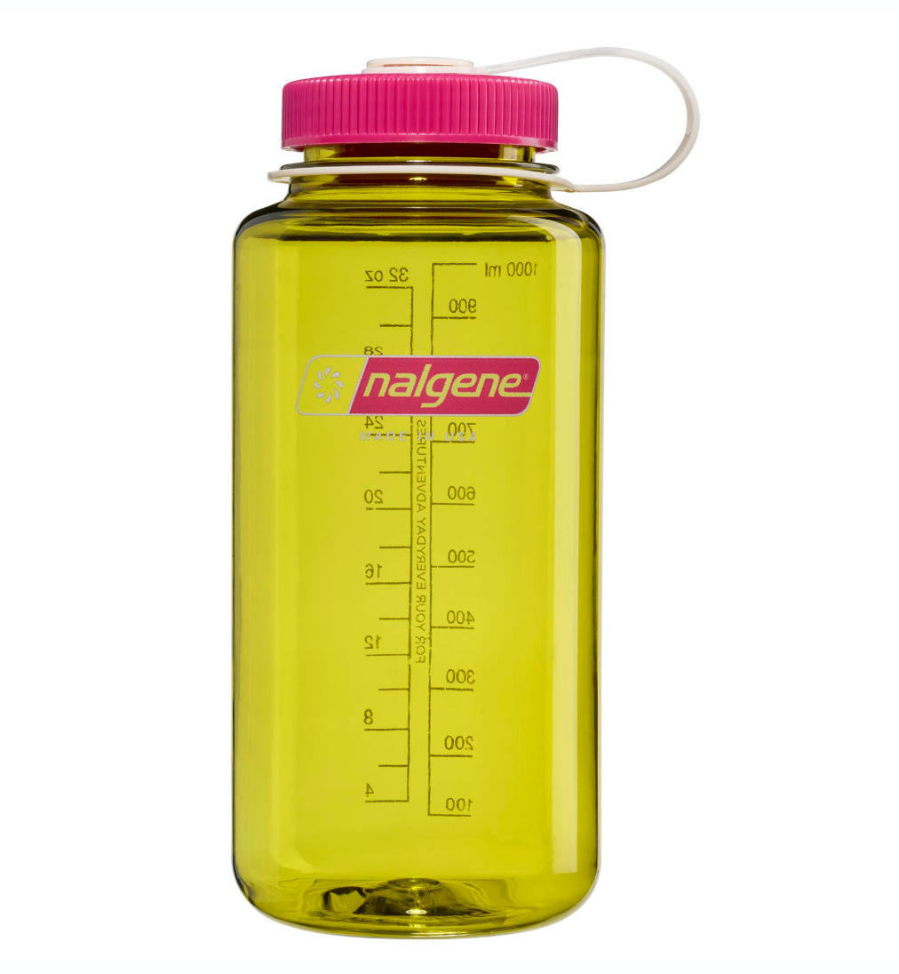 Nalgene 32oz / 1L Tritan Sustain Wide Mouth Bottle Endive - Fuchsia Purple Cap