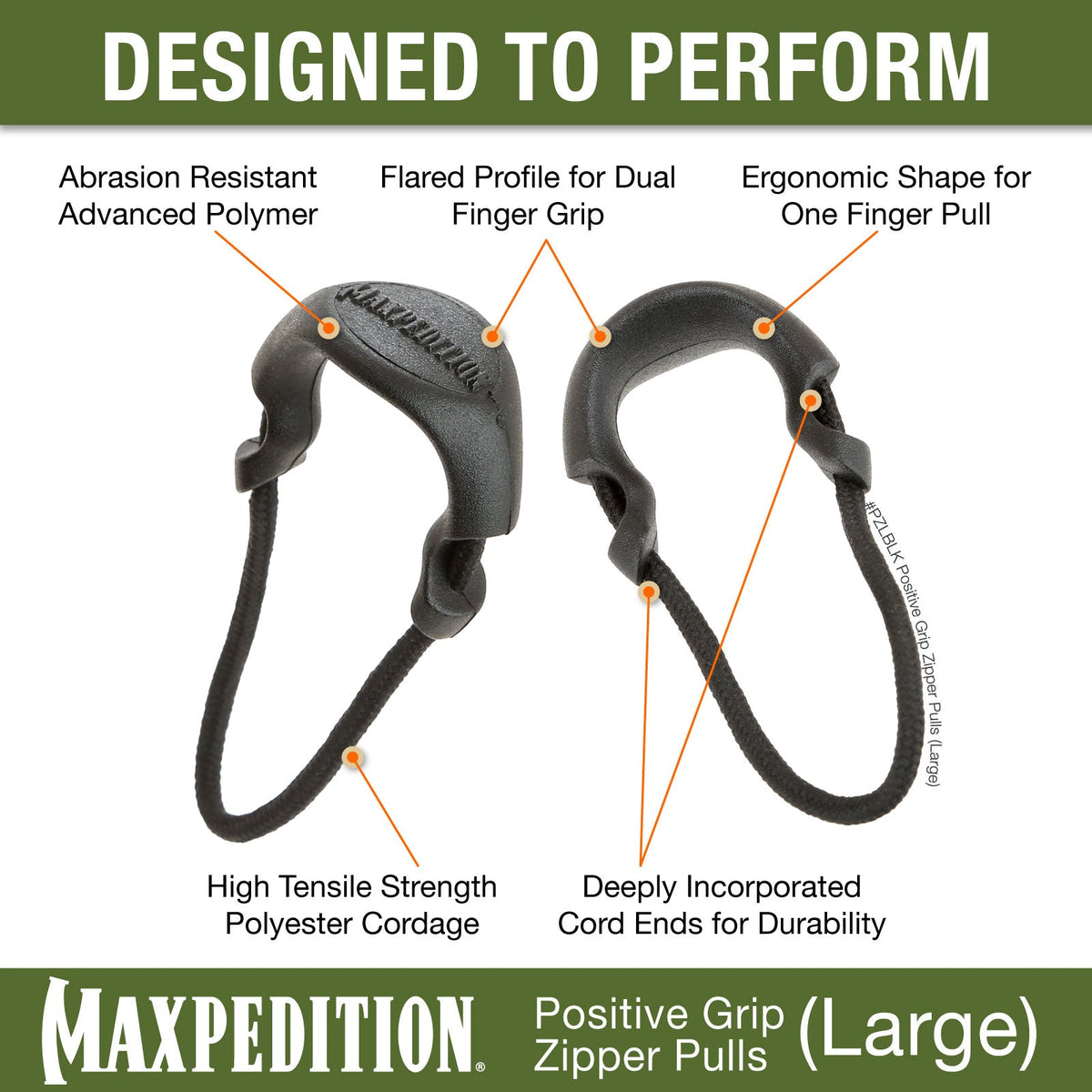 Maxpedition Large Tan PZL Positive Zipper Pulls Pack of 6