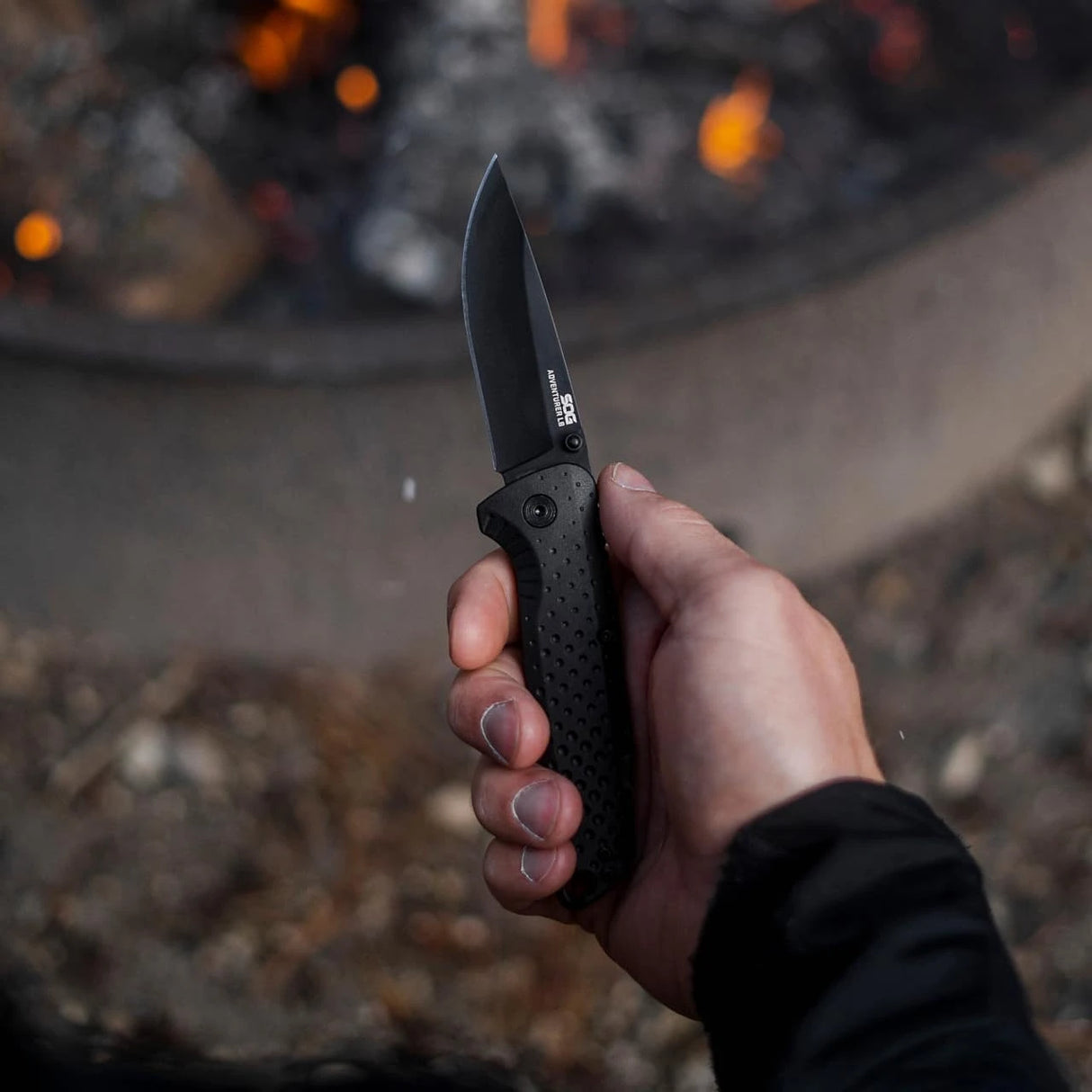 SOG Adventurer LB Black Folding Knife Blackout