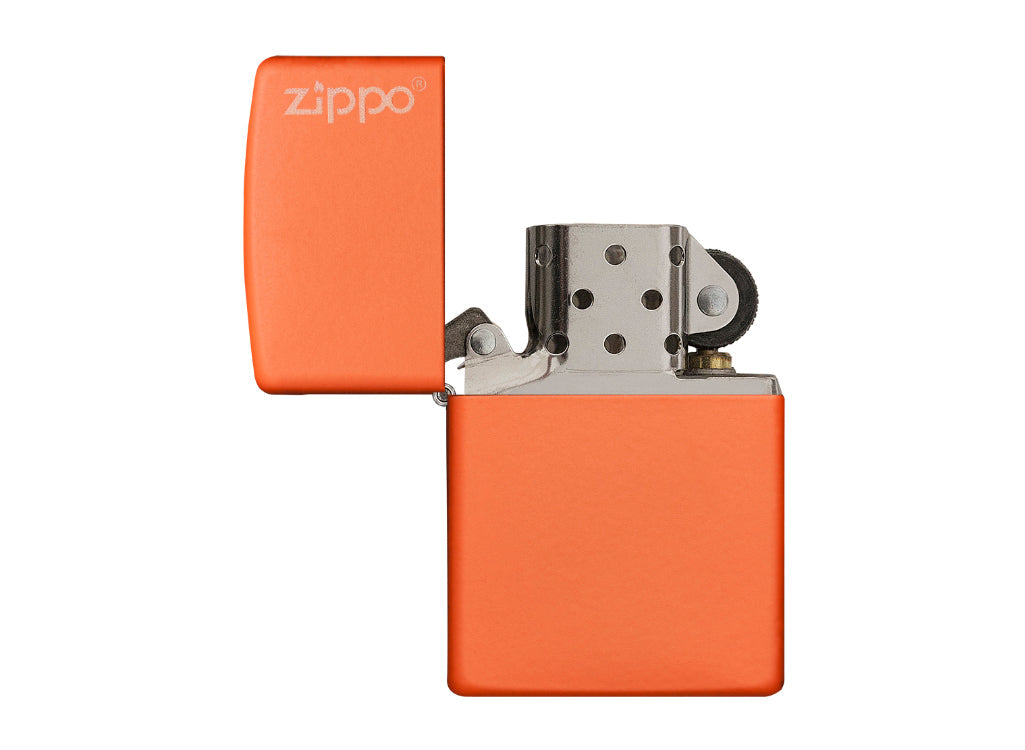 Zippo Classic Orange Matte Lighter with Zippo Logo