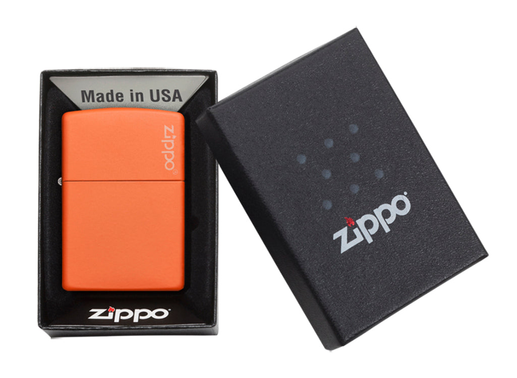 Zippo Classic Orange Matte Lighter with Zippo Logo