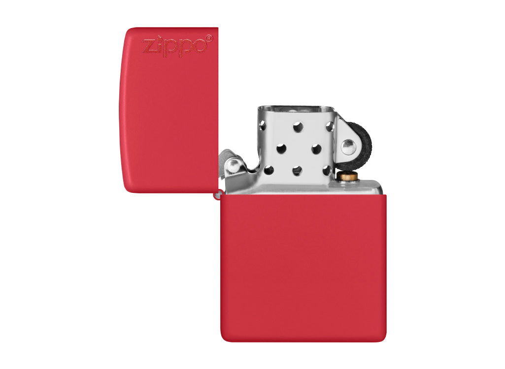 Zippo Classic Red Matte Lighter with Zippo Logo
