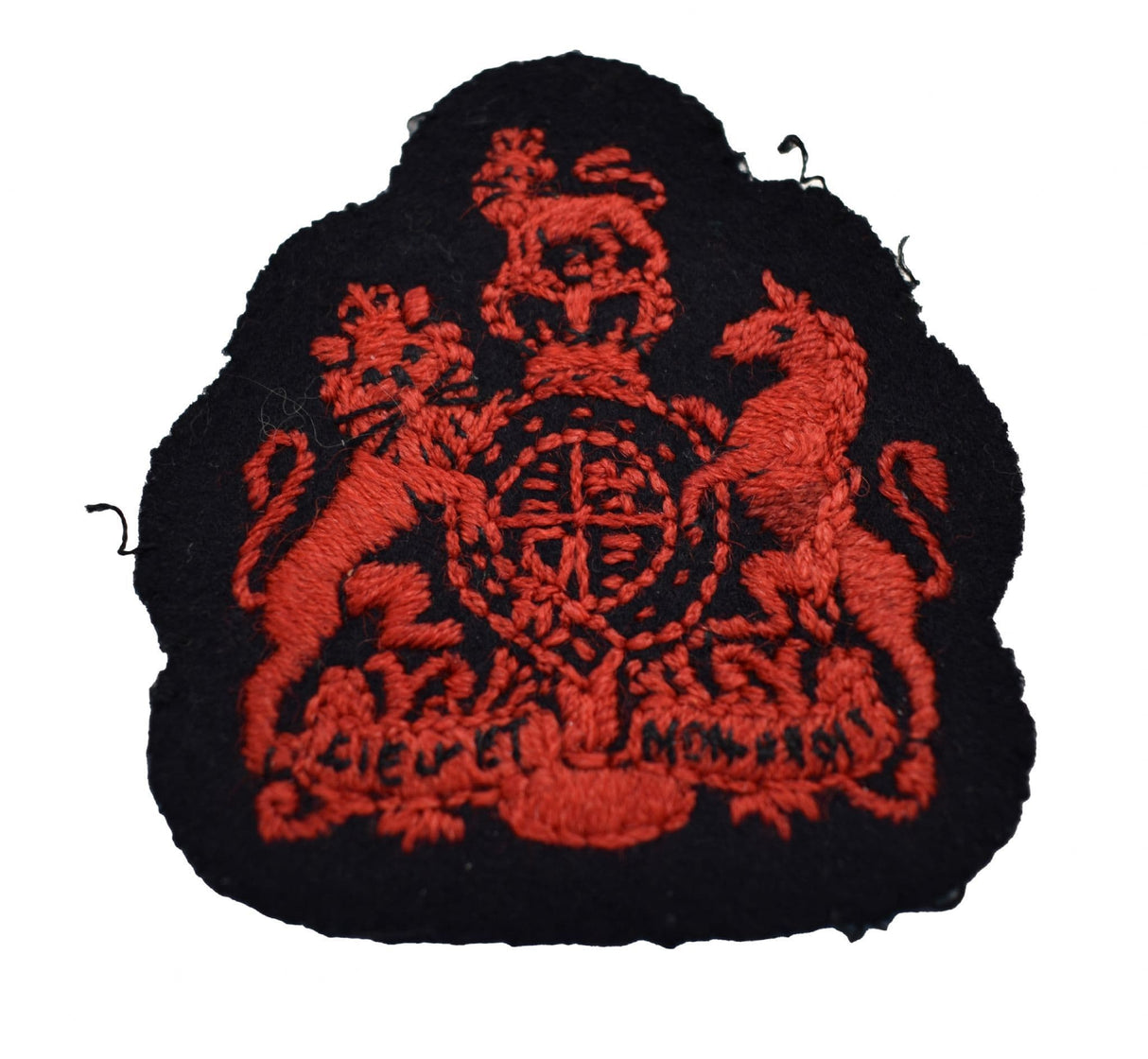 British Military Coat of Arms Insignia Patch - Red on Black