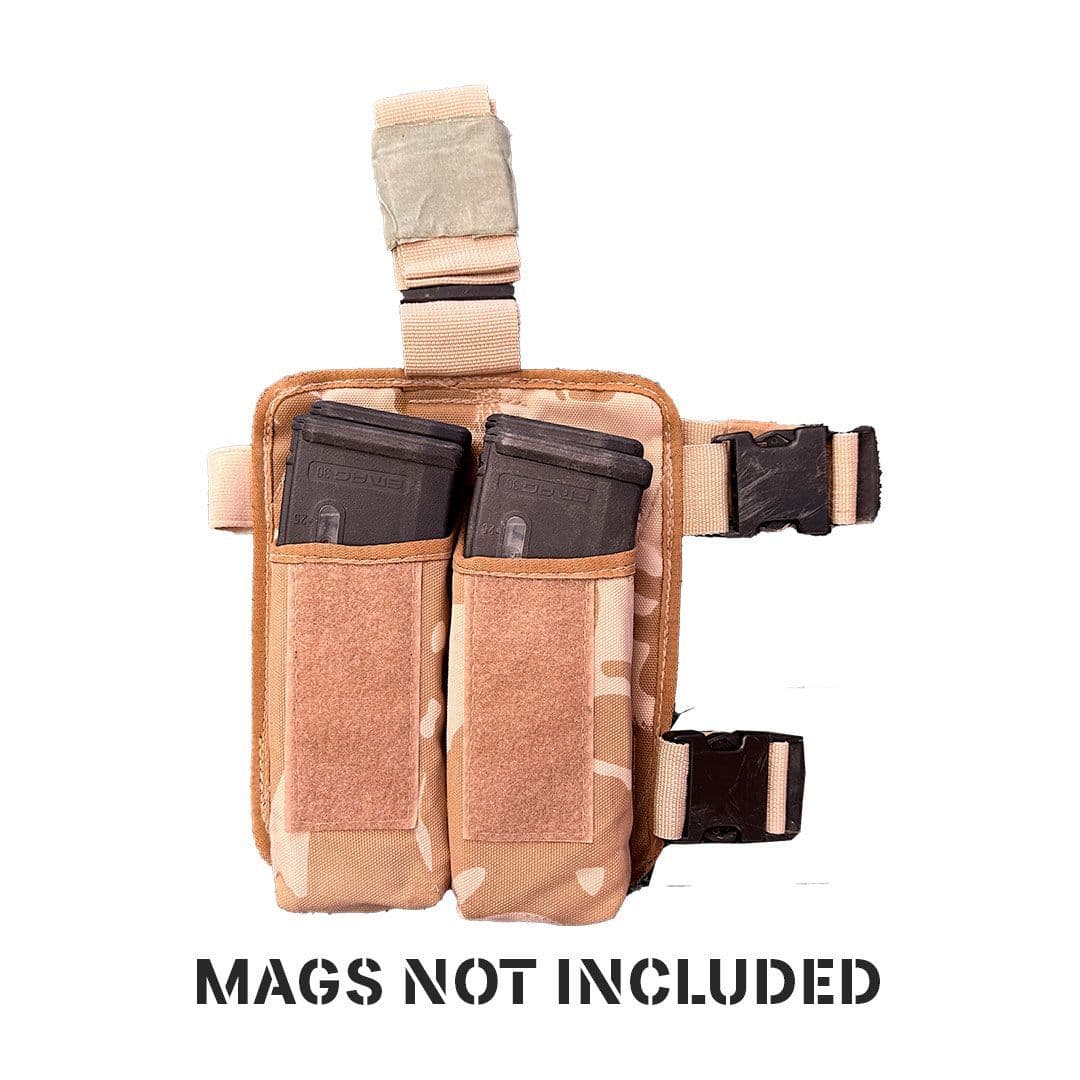 British Military Desert DPM Drop Leg 5.56 Double Mag Ammo Pouch
