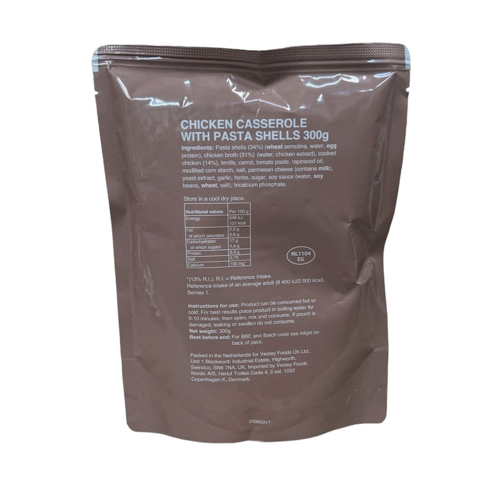 British Military Ration Main Meal Pouch - Chicken Casserole With Pasta Shells 300g
