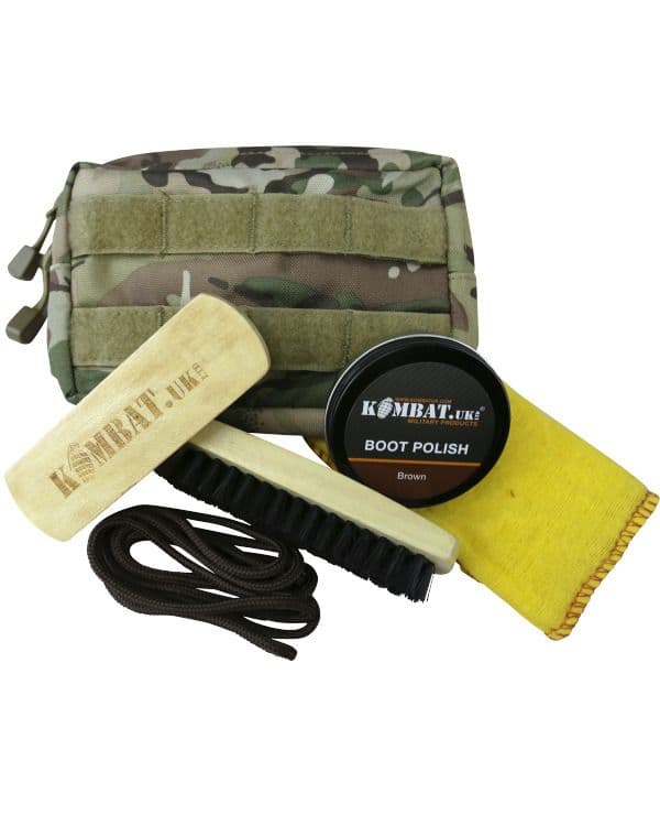 Kombat UK Deluxe Molle Boot Care Kit - Brown Polish & Laces