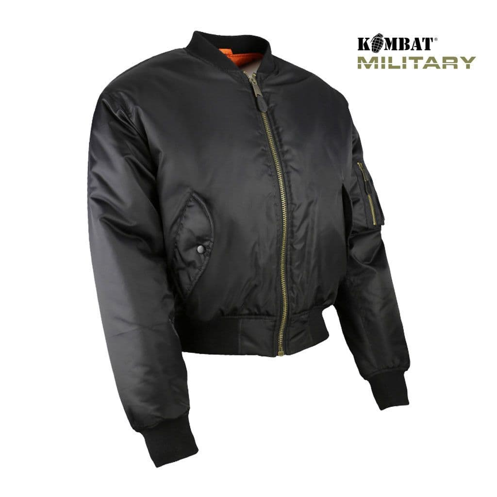 Kombat UK MA1 US Pilot Style Reversible Bomber Jacket in Black