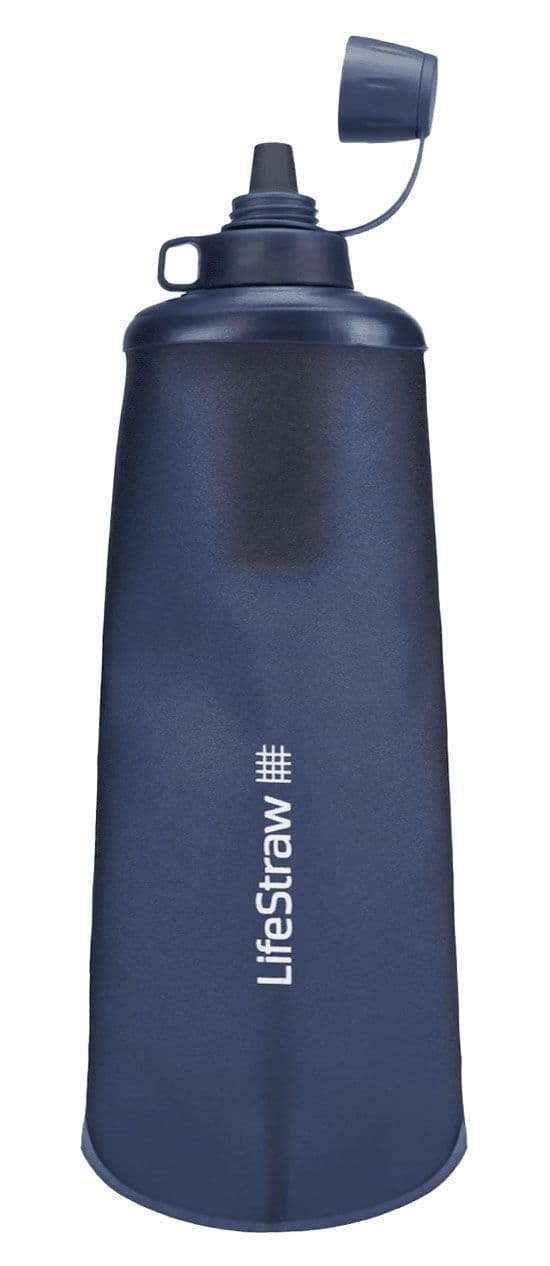 LifeStraw Peak Series Collapsible Squeeze 1L Bottle With Filter - Mountain Blue