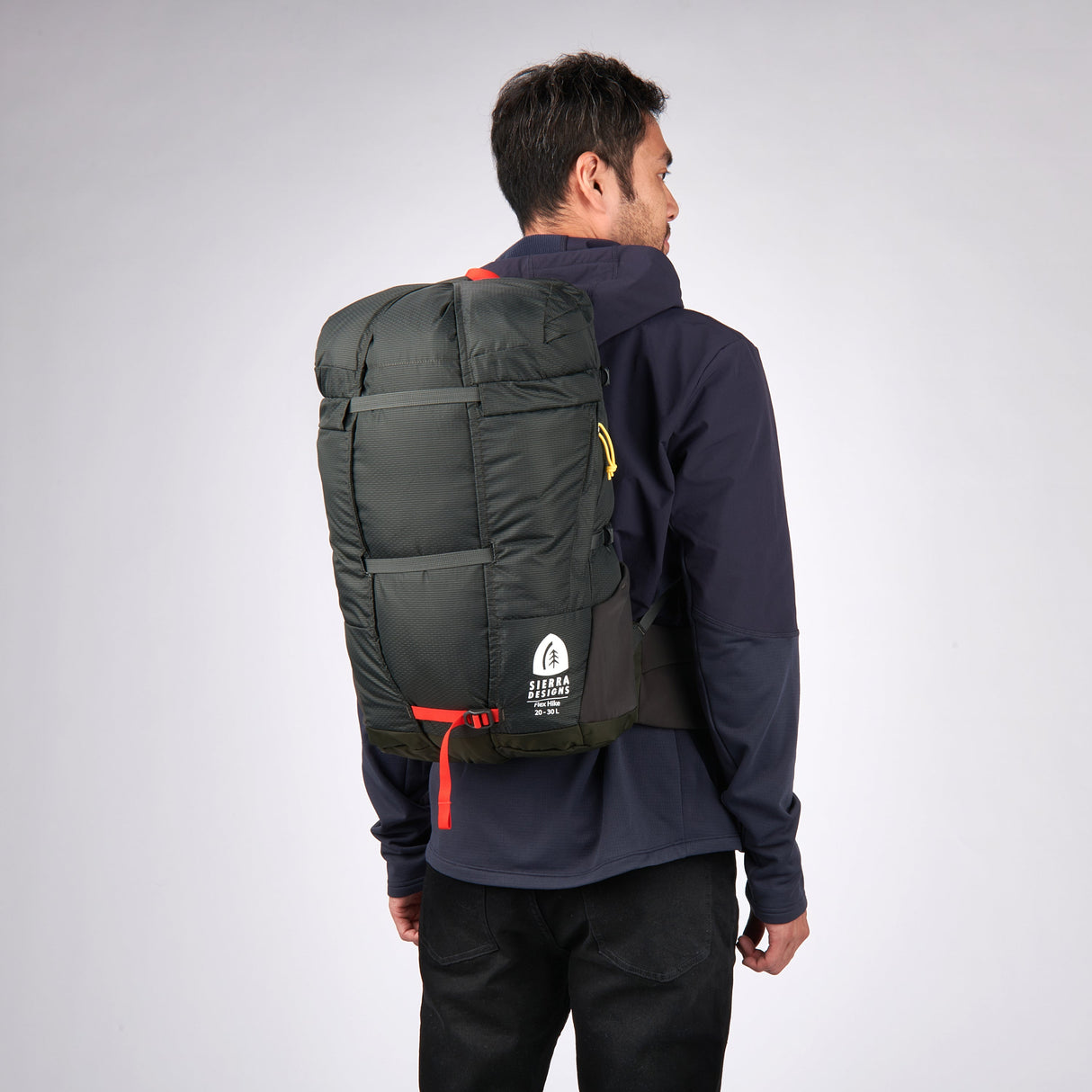 Sierra Designs Flex Hike 20L-30L Backpack Bag - Peat/Fiery Red