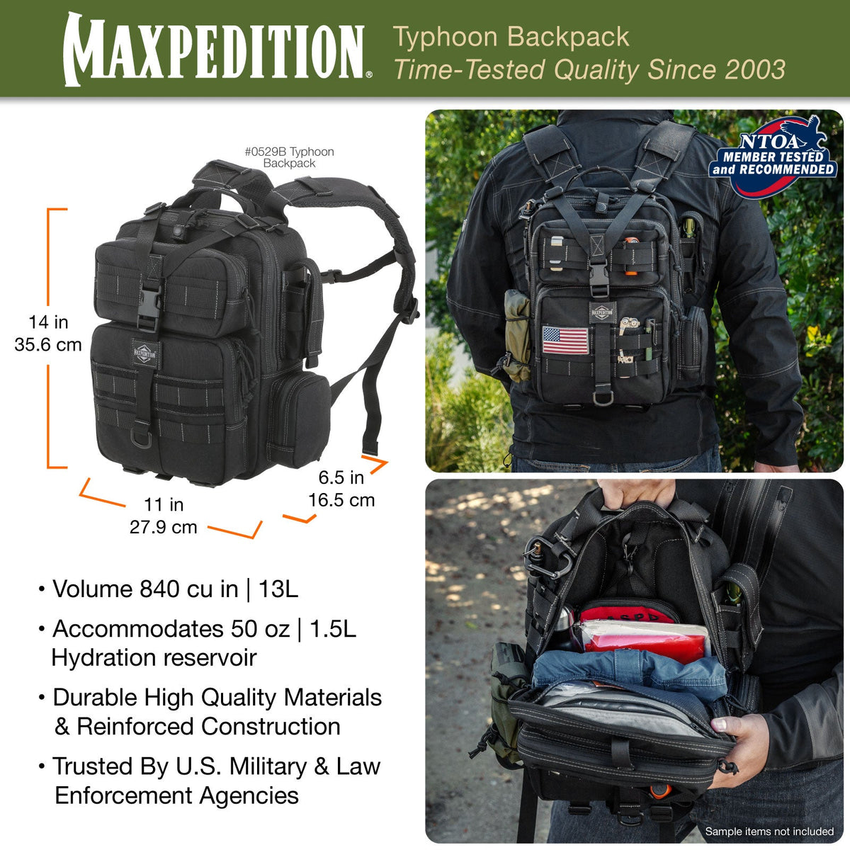 Maxpedition Typhoon Khaki Foliage Backpack 13L