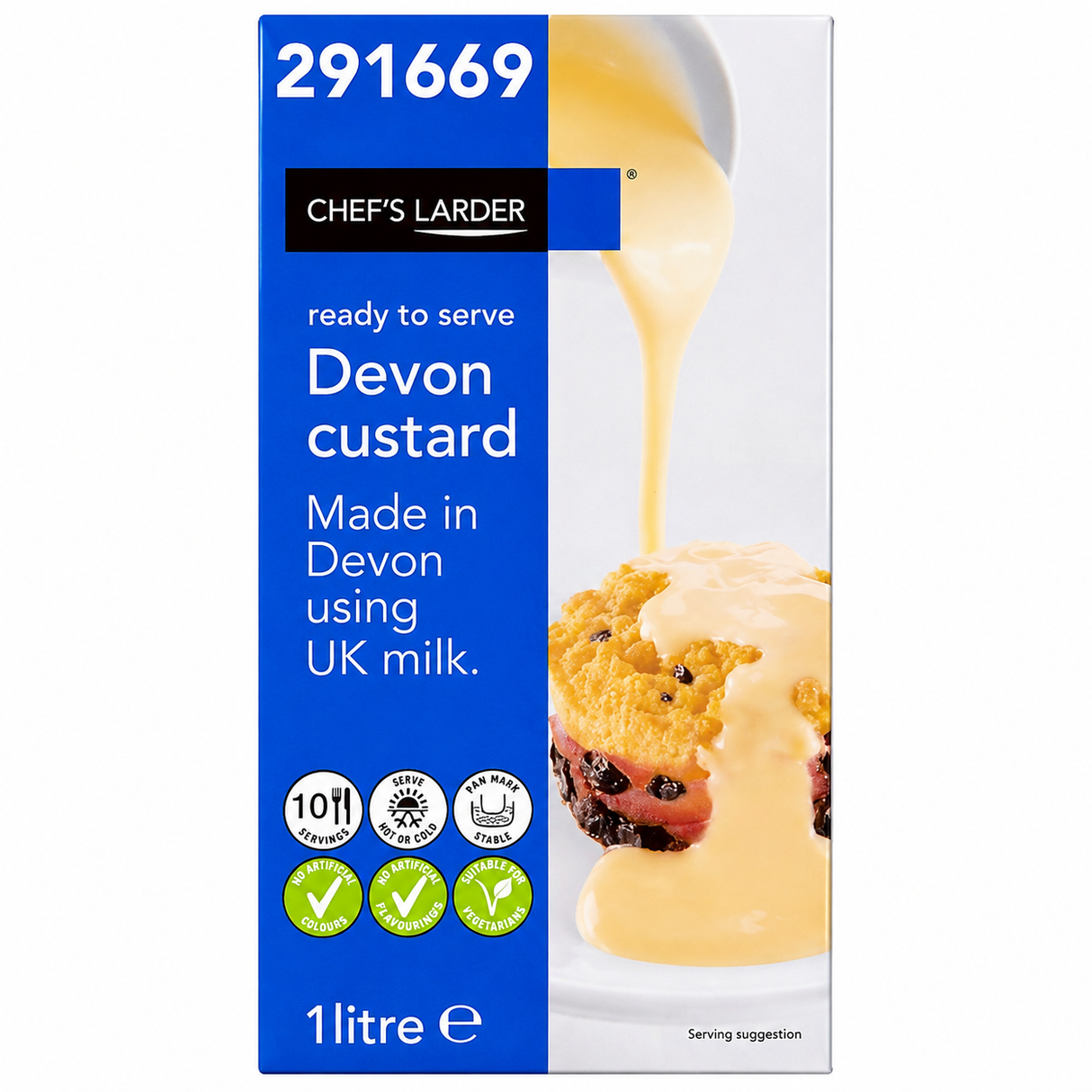 Chef's Larder Devon Custard 1 Litre - Bulk Food Ration Storage