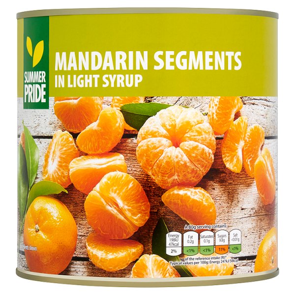 2.65kg Summer Pride Mandarin Segments in Light Syrup - Bulk Food Ration Storage