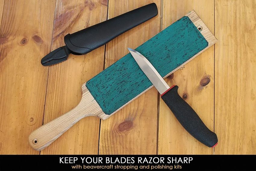 Beavercraft 15" Double Sided Leather Strop with Compound