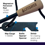 LifeSaver Fire Starter Magnesium Rod - 15,000 Strikes