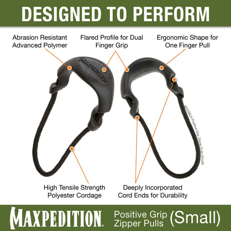 Maxpedition Small Tan PZL Positive Grip Zipper Pulls Pack of 6