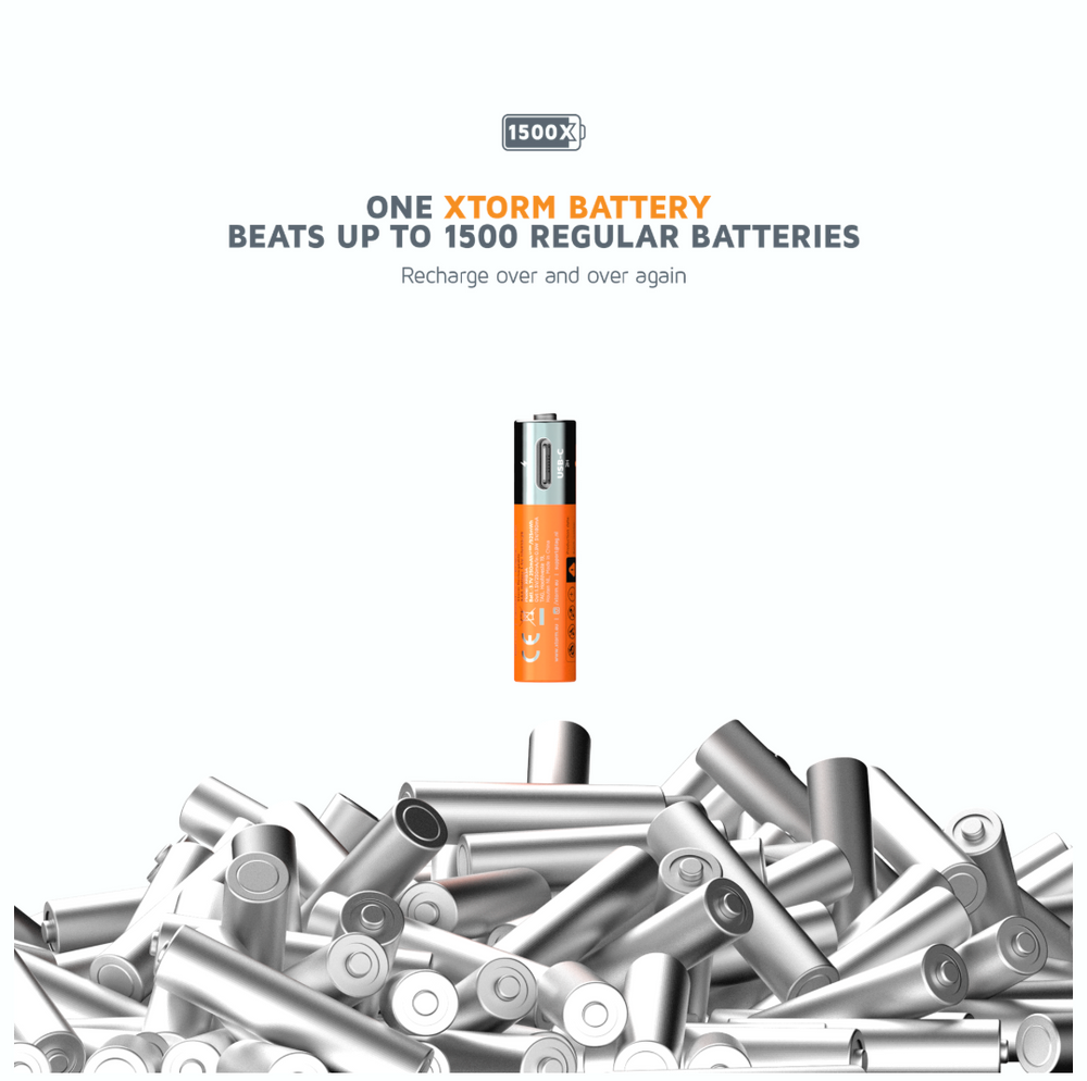 Xtorm Xtorm NextGen AAA Batteries USB-C Rechargeable - 4 Pack - Orange