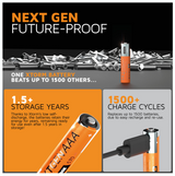 Xtorm Xtorm NextGen AAA Batteries USB-C Rechargeable - 4 Pack - Orange