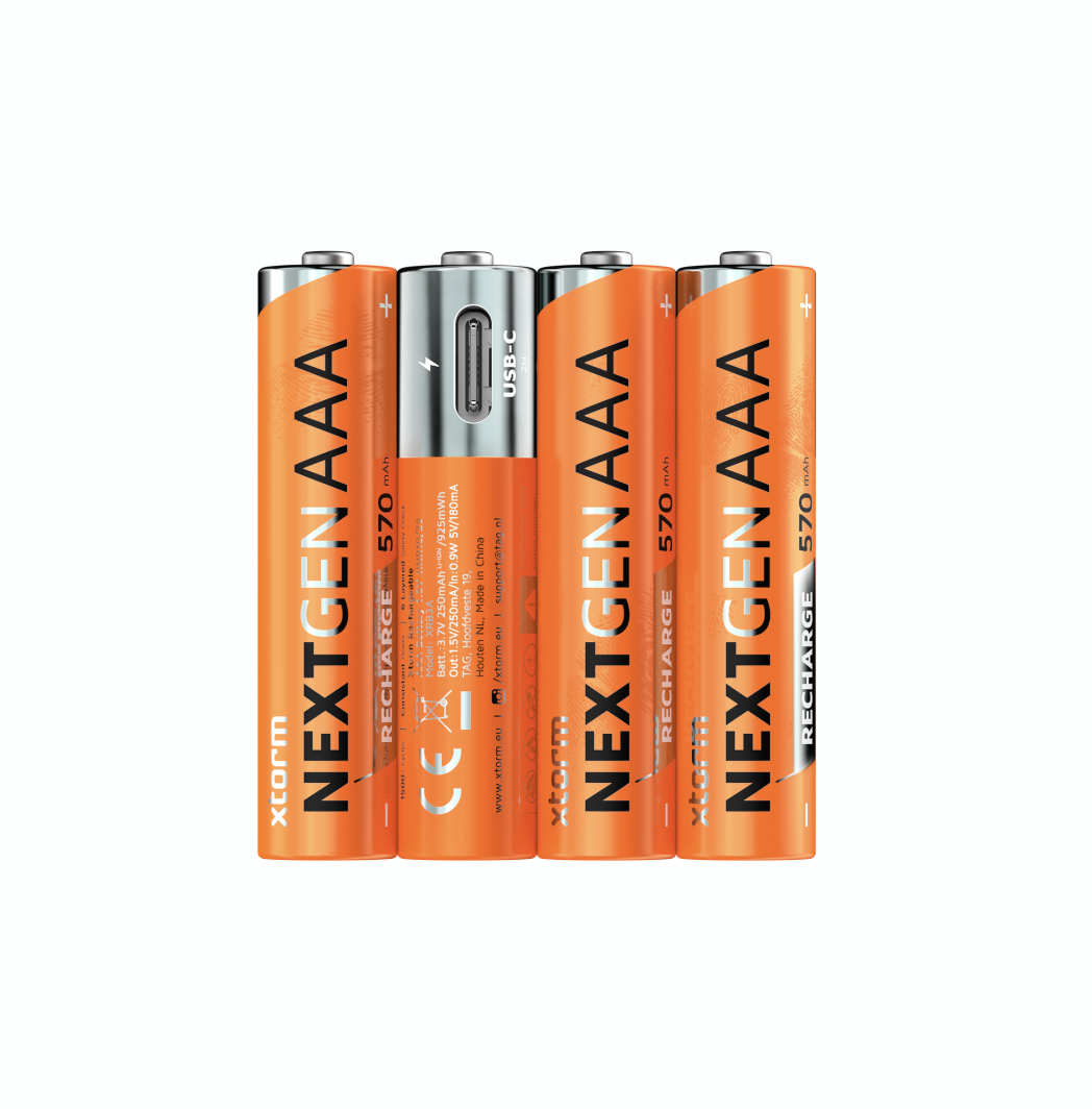Xtorm Xtorm NextGen AAA Batteries USB-C Rechargeable - 4 Pack - Orange