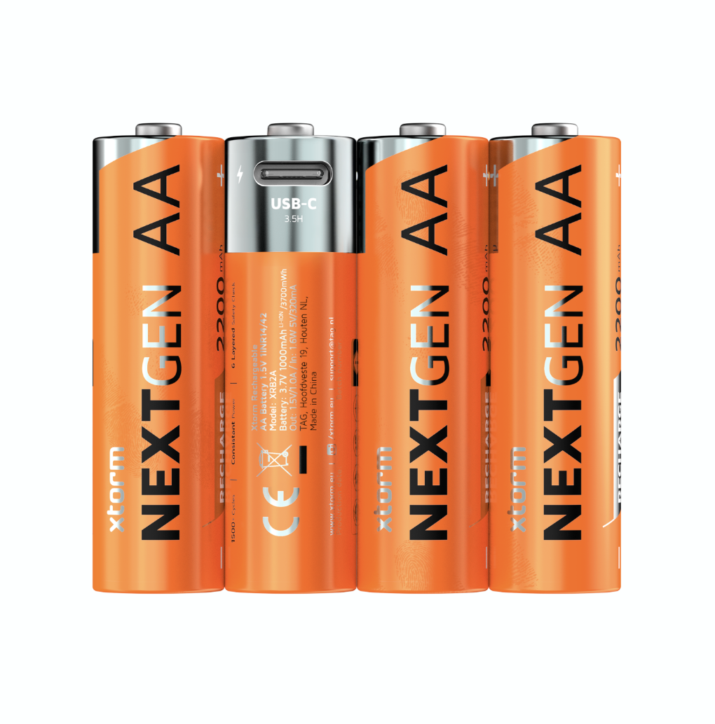 Xtorm Xtorm NextGen AA Batteries USB-C Rechargeable - 4 Pack - Orange