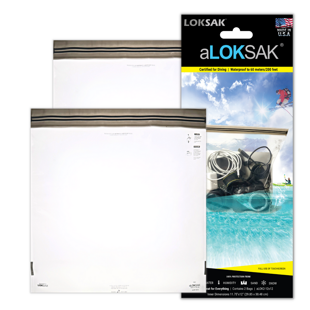 Loksak Aloksak 12x12 Inch Waterproof Storage Bag - 2 Pack