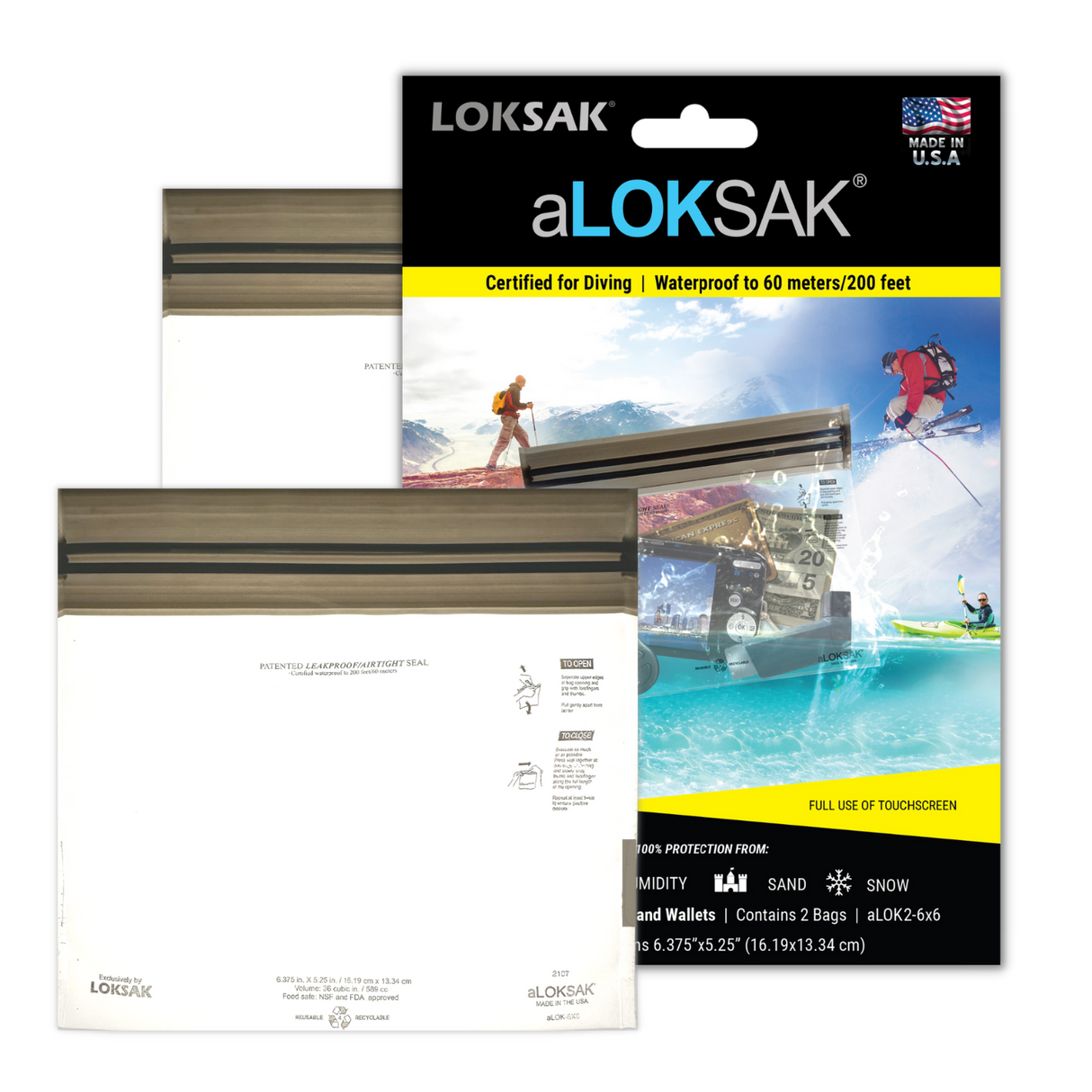 Loksak Aloksak 6x6 Inch Waterproof Storage Bag - 2 Pack
