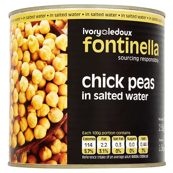 2.5kg Canned Chickpeas In Salted Water- Bulk Food Ration Storage